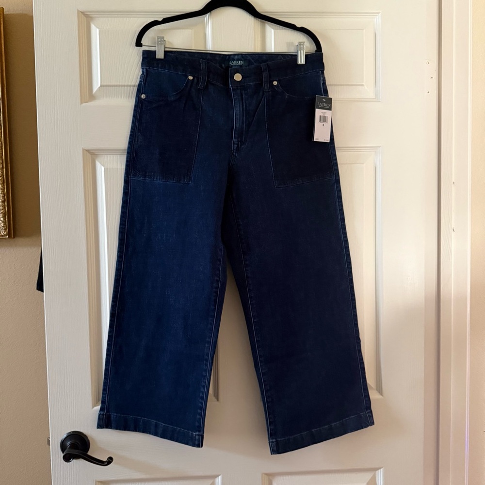 Lauren Ralph Lauren Dark Wash Wide Leg Capri Jeans